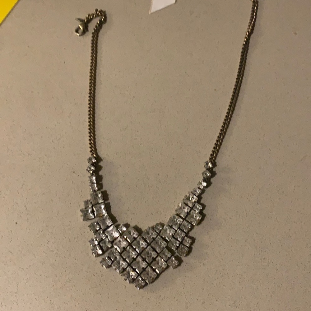 JCrew tiera shape diamond choker statement necklace